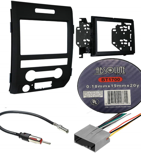 Absolute Package6 Car Stereo Installation Kit Compatible with Ford F150 2009 – 2012 In-Dash Mounting Kit, Antenna, and Harness for Double Din Radio Receivers