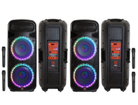 2 MR DJ PBX6300BAT 4500 Watts Dual 12" Rechargeable PA DJ Party Speaker Bluetooth, Light, Echo, MIC