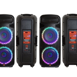 2 MR DJ PBX6300BAT 4500 Watts Dual 12" Rechargeable PA DJ Party Speaker Bluetooth, Light, Echo, MIC