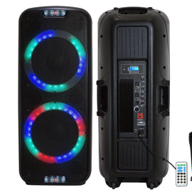 MR DJ PBX6500LED Professional Dual 15” 3-Way Full-Range Powered/Active DJ PA Multipurpose Live Sound Bluetooth Loudspeaker