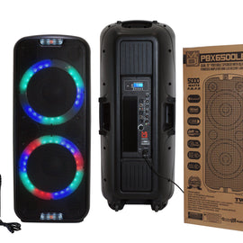 2 MR DJ PBX6500LED Professional Dual 15” 3-Way Full-Range Powered/Active DJ PA Multipurpose Live Sound Bluetooth Loudspeaker