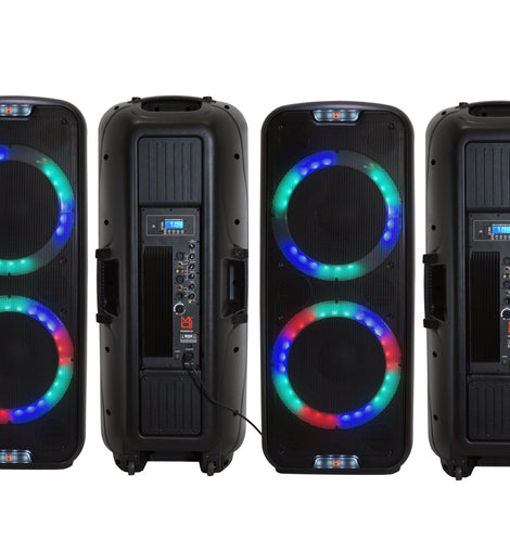 2 MR DJ PBX6500LED Professional Dual 15” 3-Way Full-Range Powered/Active DJ PA Multipurpose Live Sound Bluetooth Loudspeaker