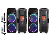 2 Mr Dj PSBAT6200 Dual 15" 4000 Watt Max Power 3 Way Party Speaker with Built-In Bluetooth & Rechargeable Battery