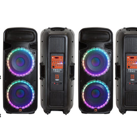 2 Mr Dj PSBAT6200 Dual 15" 4000 Watt Max Power 3 Way Party Speaker with Built-In Bluetooth & Rechargeable Battery