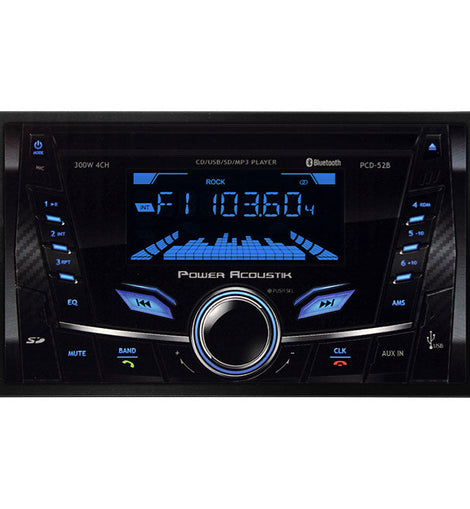 Power Acoustik PCD-52B Double DIN CD/MP3 Source Headunit – Dynamic Carbon Faceplate Finish