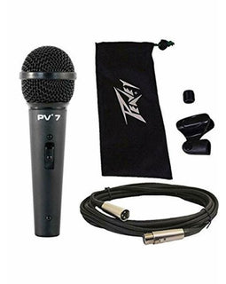 4 Peavey PV7 ND Magnet Dynamic Microphone with XLR to XLR Cable + 4 Microphone Stands