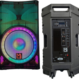 MR DJ PLED5200 PRO PA DJ 15" Portable Active Bluetooth/MP3/FM Radio Speaker + Speaker Stand