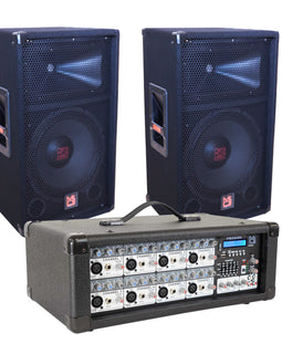 MR DJ PMX8500 3000 Watts Powered 8 Channel Mixer with Bluetooth + 2 18" 2way Speakers