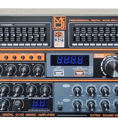 MR DJ PMX9800 5000W PA DJ Audio Mixer Powered Soundboard EQ DSP Bluetooth FM