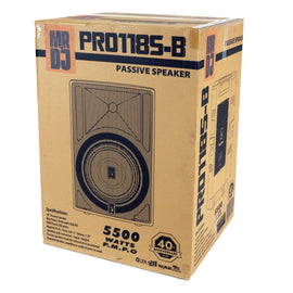 2 MR DJ PRO118S-B Powerful PRO PA DJ Single 18" Passive Speakers + Stand