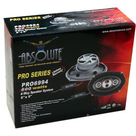 2 Pair Absolute USA PRO6994 Pro Series 6x9" 4 Way full-range loudspeakers 6x9" 4 Way full-range loudspeakers Car Speakers 600 Watts Max Power