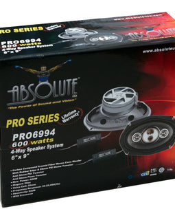 2 Pair Absolute USA PRO6994 Pro Series 6x9" 4 Way full-range loudspeakers 6x9" 4 Way full-range loudspeakers Car Speakers 600 Watts Max Power