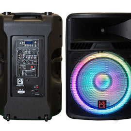 MR DJ 18" Portable Built-in Battery Active Powered Rechargeable PRO PA DJ Speaker Bluetooth