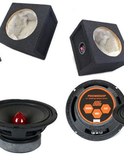 2 DC Sound PROMID65P 6.5" 500W Mid-Range Aluminum Bullet Loudspeaker + Flat Box