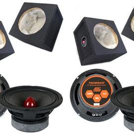2 DC Sound PROMID65P 6.5" 500W Mid-Range Aluminum Bullet Loudspeaker + Flat Box