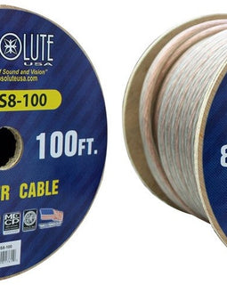 2 Absolute USA PROS8100 8 Gauge Speaker Wire<br/>100' 8 Gauge PRO PA DJ Car Home Marine Audio Speaker Wire Cable Spool