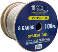 Absolute USA PROS8100 100' 8 Gauge PRO PA DJ Car Home Marine Audio Speaker Wire Cable Spool