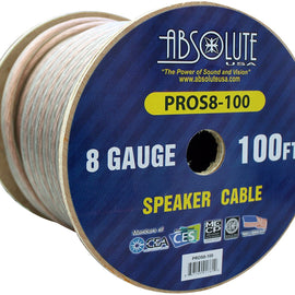 Absolute USA PROS8100 8 Gauge Speaker Wire<br/>100' 8 Gauge PRO PA DJ Car Home Marine Audio Speaker Wire Cable Spool
