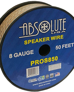 Absolute USA PROS850 8 Gauge Speaker Wire<br/>50' 8 Gauge PRO PA DJ Car Home Marine Audio Speaker Wire Cable Spool