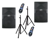2 Peavey PVXP15 DSP 980W 15 Inch Powered Speakers 1.4" Driver+ Speaker Stand+ XLR Cable