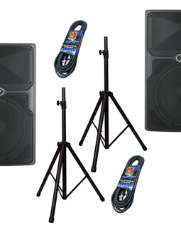 2 Peavey PVXP15 DSP 15" 980W Powered Speaker 1.4" Driver+ Speaker Stand+ XLR Cable