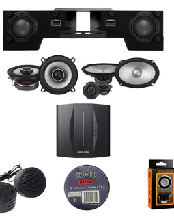 Alpine PXE-C80-88+S2-S69C+S-DB8V-TRK+S2-S50 OPTIM8 8-Channel Hi-Res Digital Sound Processor Amplifier w/ Dual 8” Preloaded Truck Sub Enclosure & 6x9" & 5.25" Comp / Coaxial Bundle