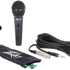 4 Peavey PV 7 ND Magnet Dynamic Microphone with 1/4" to XLR Cable + 4 Microphone Stands