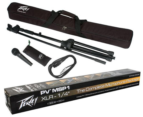 Peavey PV® MSP1 Microphone 1/4” /Mic Stand Pkg Complete Microphone with Stand Kit Cable