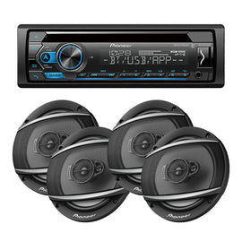 Pioneer DEH-S4220BT CD Receiver Built-in Bluetooth & 2 Pairs TS-A652F 6.5"