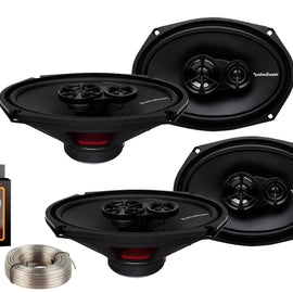 2 Pairs of Rockford Fosgate Prime R169X3 260W Peak (130W RMS) 6x9 3-Way Prime Series Coaxial Speakers - 4 Speakers + Absolute 100FT Speaker Wire + Magnet Phone Holder