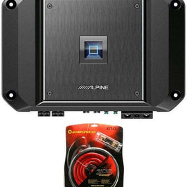 Alpine R2-A60F 4 Channel 600 Watt Class D Car Audio Amplifier & KIT0 AMP Kit