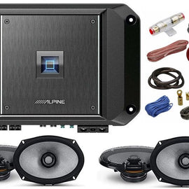 2 Pair Alpine R2-S69 300W 6x9" Speakers + R2-A60F 4-Channel Amplifier + Amp Kit