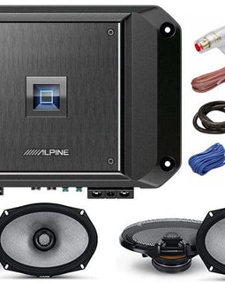 2 Pair Alpine R2-S69 300W 6x9" Speakers + R2-A60F 4-Channel Amplifier + Amp Kit