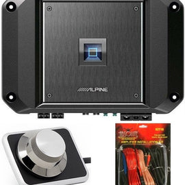 Alpine R2-A60F 4 Ch Class D Car Amplifier & RUX-H01 Bass Knob & KIT10 AMP Kit