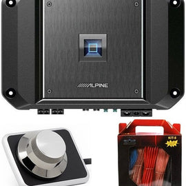 Alpine R2-A60F 4 Channel 600 Watt Class D Car Audio Amplifier & RUX-H01 Remote Bass Knob & KIT8 Installation AMP Kit