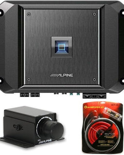 Alpine R2-A60F 4CH 600W Amplifier & RUX-KNOB.2 Remote Bass Knob & KIT0 AMP Kit