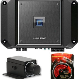 Alpine R2-A60F 4CH 600W Amplifier & RUX-KNOB.2 Remote Bass Knob & KIT0 AMP Kit