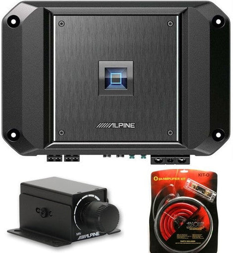 Alpine R2-A60F 4CH 600W Amplifier & RUX-KNOB.2 Remote Bass Knob & KIT0 AMP Kit