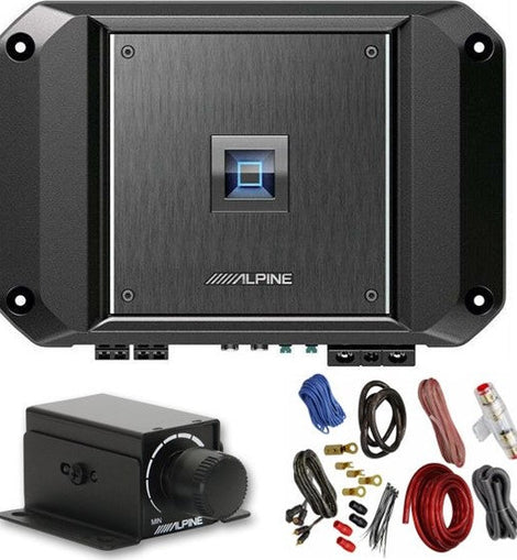 Alpine R2-A60F 4 Ch 600 Watt Car Amplifier & RUX-KNOB Bass Knob & KIT4 AMP Kit