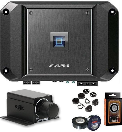 Alpine R2-A60F 4 CH 600W Amplifier & RUX-KNOB.2 Remote Bass Knob & PAK1