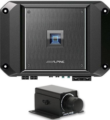 Alpine R2-A60F 4 Channel 600 Watt Class D Car Audio Amplifier & RUX-KNOB.2 Remote Bass Knob Bundle