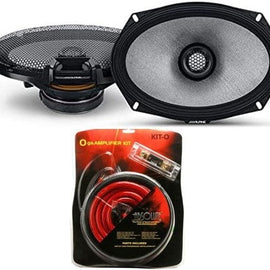 Alpine R2-S69 R-Series 6"x9" 600W 2-Way Car Coaxial Speakers & KIT0 Installation AMP Kit