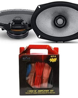 Alpine R2-S69 R-Series 6"x9" 600W 2-Way Car Coaxial Speakers & KIT8 Installation AMP Kit