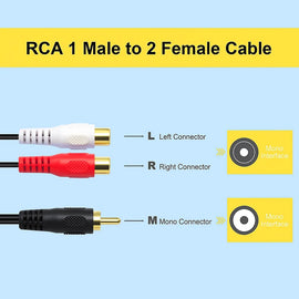 Absolute 2F1M RCA Interconnect Cable Wire Marine Car Amplifier Stereo Home Audio