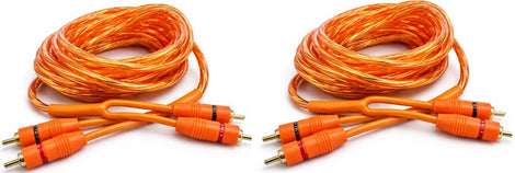 2 Absolute RCA20OR 20ft Orange RCA Cable 100% OFC Oxygen Copper 2-Ch Stereo Interconnect Twisted Pair Noise Reduction Gold-Plated Connectors HiFi Audio Cable for Car/Home Audio