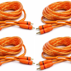 4 Absolute RCA6OR 6ft Orange RCA Cable 100% OFC Oxygen Copper 2-Ch Stereo Interconnect Twisted Pair Noise Reduction Gold-Plated Connectors HiFi Audio Cable for Car/Home Audio