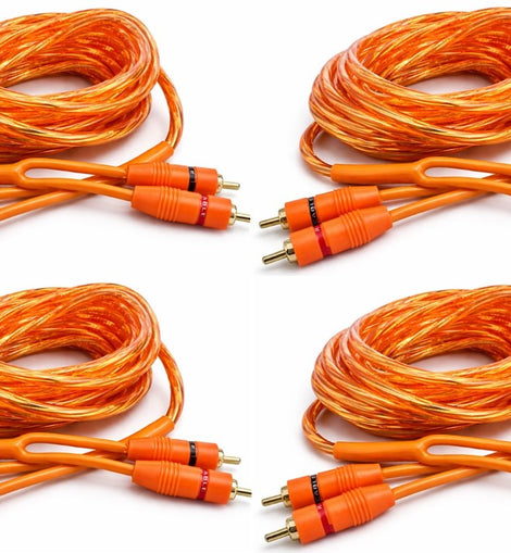 4 Absolute RCA6OR 6ft Orange RCA Cable 100% OFC Oxygen Copper 2-Ch Stereo Interconnect Twisted Pair Noise Reduction Gold-Plated Connectors HiFi Audio Cable for Car/Home Audio