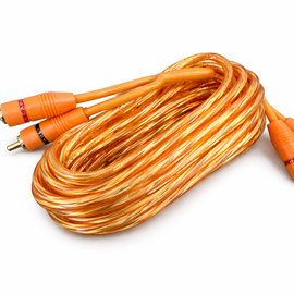 Absolute RCA12OR 12ft Orange RCA Cable 100% OFC Oxygen Copper 2-Ch Stereo Interconnect Twisted Pair Noise Reduction Gold-Plated Connectors HiFi Audio Cable for Car/Home Audio