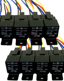 10 Absolute USA 12V 30/40 Amp SPDT Automotive Marine Bosch / Tyco Style 5 Pin Relay with Wires & Harness Socket