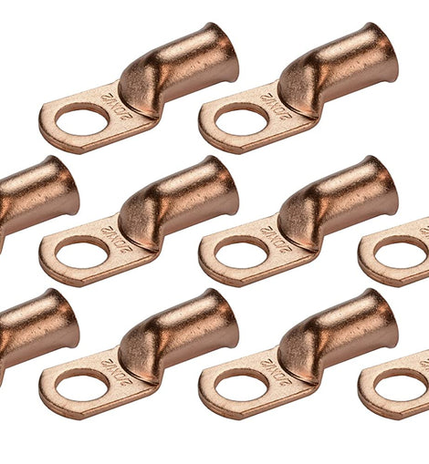 Install Bay CUR2516 Copper Uninsulated Ring Terminal 2 Gauge 5/16 Inch 10 Pack